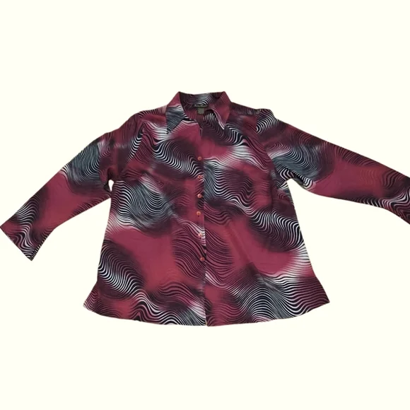 ASHLEY STEWART Women's Button-down Blouse in Hypnotic Print 16W - Picture 4 of 8